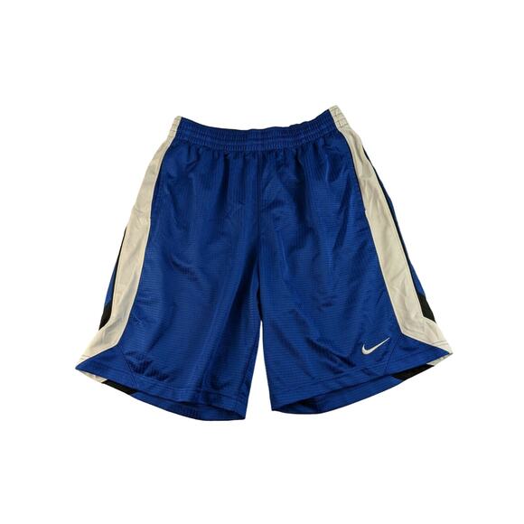Mens Nike Basketball Athletic Shorts Size M Blue & White Swoosh 14.5W 9.5 Inseam - Picture 1 of 6